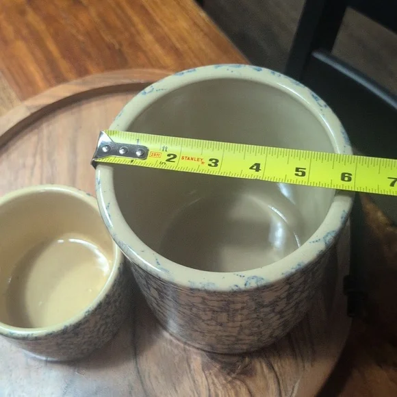 Roseville Pottery Spongeware crocks - Picture 6 of 7